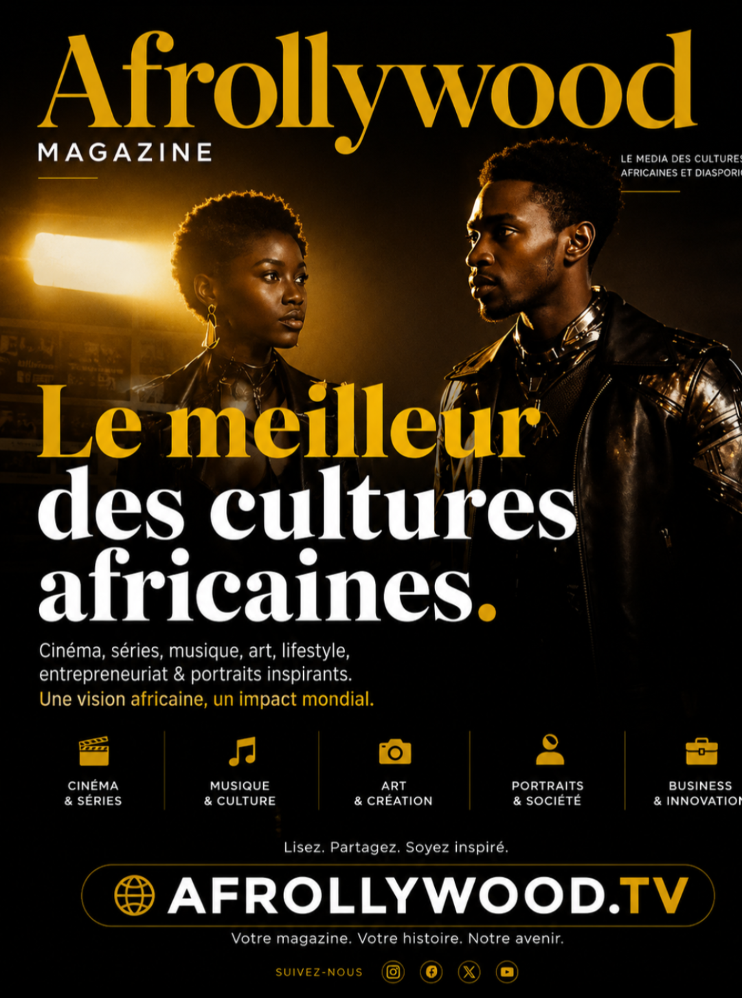 Maquette de couverture du premier numéro d'Afrollywood Magazine