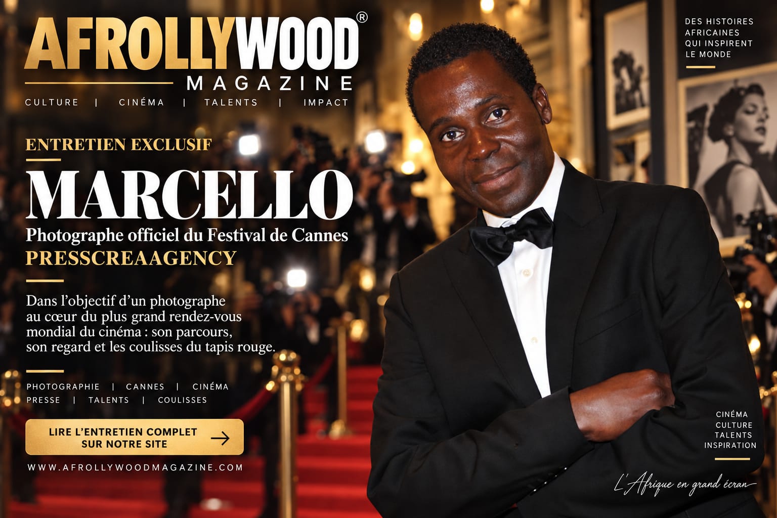 Couverture Afrollywood Magazine — entretien exclusif avec Marcello
